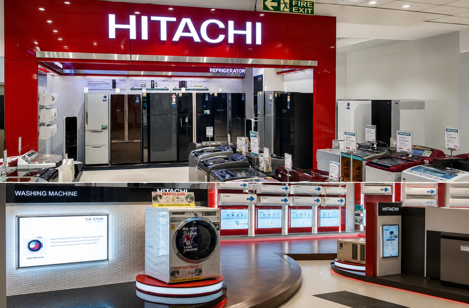 Hitachi retail environment execution with facade treatment and in-store detailing